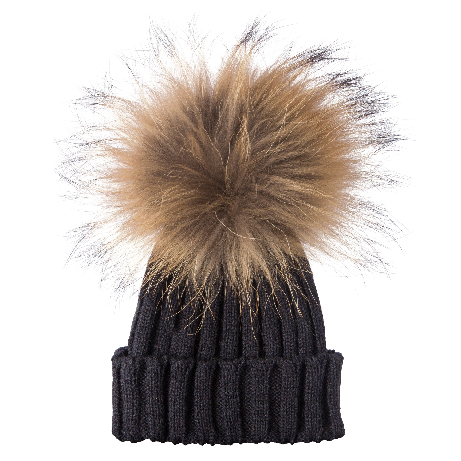 Women Ladies Farmed Raccoon Fur Pom Pom Hat Diamante Warm Winter Baby